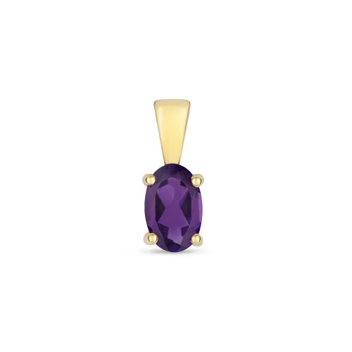 6X4mm Oval Amethyst Claw Set Pendant 9ct Gold
